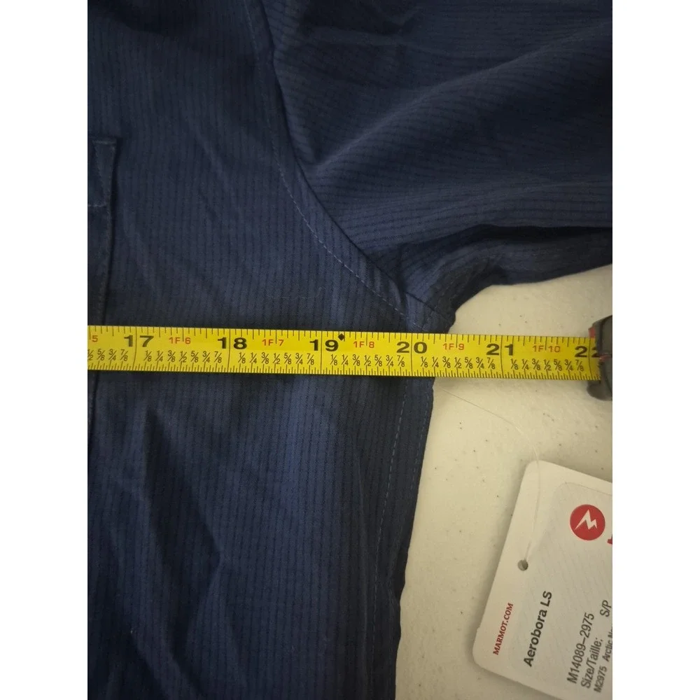 Marmot Shirt Mens S Navy Blue Aerobora Air Exchange Long Sleeve Button Up NEW‎ - Picture 7 of 9